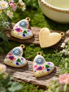 2/50pcs Random Multi-Color Fashionable Dark Heart & Devil's Eye Pendant, Suitable For DIY Necklace, Bracelet, Earring, Keychain, Phone Chain, Couple Gift Jewelry Making - Multicolor - View 10