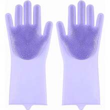 Magic Gloves Silicone Cleaning Brush For Dishwashing, Kitchen Dishwashing, Multipurpose Sponge, Pet - Roxo - 查看 1