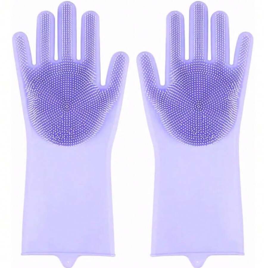 Magic Gloves Silicone Cleaning Brush For Dishwashing, Kitchen Dishwashing, Multipurpose Sponge, Pet - Roxo - 查看 1