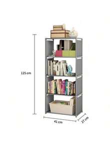 5-Tier Organizer Unit, Simple Assembly, Portable / Bookcases And Storage Furniture, 4-Cube Shelving Unit - Light Grey - View 3