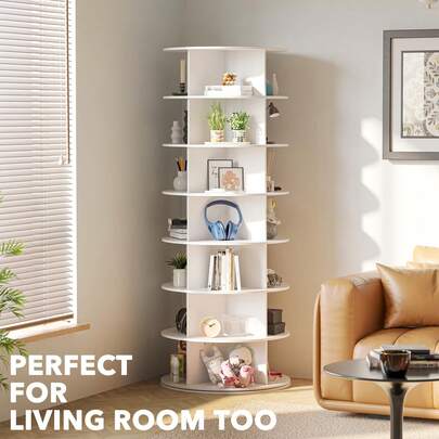 7 Tier Rotating Shoe Rack Tower, Free Standing 360° Shoe Organizer Lazy Susan, Bag Display Rack Storage Round Carousel, Neat And Elegant Shoe Storage Solution