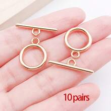 10 Sets Toggle Clasps T-Bar O-Ring Links Closures Round Metal OT Clasp For Jewelry Making Clasps Connectors DIY Crafts Necklace Bracelet - Multicolor - View 9