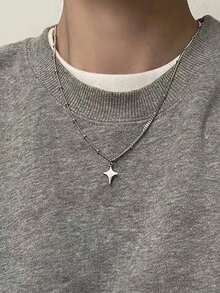 1件极简时尚星形项圈吊坠项链朋克风男士日常配饰派对项链情侣饰品 - 項鍊 - 查看 1