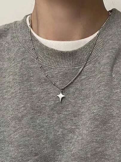 1件极简时尚星形项圈吊坠项链朋克风男士日常配饰派对项链情侣饰品
