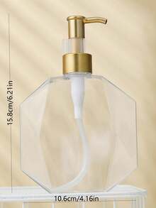 1pc High-End Polygonal Dispenser Bottle, Made Of Creative Hexagonal PET Material. 300ml Flat Pump Bottle Suitable For Bathroom And Hotel, Can Be Used To Dispense Shower Gel, Shampoo, Conditioner, Body Lotion And Hand Cream, Etc. - Polygon - View 10