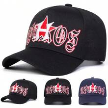 1顶男士H字休斯顿太空人队卡车帽，个性化字母刺绣棒球帽，街头时尚五片帽，户外防晒休闲帽，适合春季、秋季、旅行、海滩等场合 - 多色 - 查看 1
