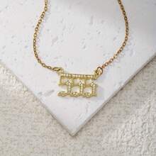 天使数字吊坠项链 111-999，配不锈钢链，立方氧化锆，数字铜质吊坠，可选数字 222、333、444、555、666、777、888，简约风格幸运吊坠 - 彩色 - 查看 20