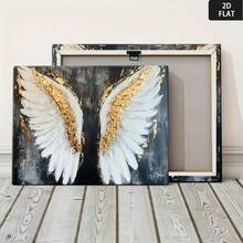 1pc, Modern Abstract Angel Wings Canvas Wall Art Gold Feather Painting Luxurious Home Decor Artwork With Frame For Living Room Bedroom Office Space Decoration Posters And Prints Ideal Gift - 海報 - 查看 4