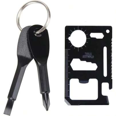 2Pcs Multitool Screwdriver Set, Portable Screwdriver - Outdoor Bottle Opener Protractor Ruler