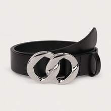 Y2K 双环扣宽腰带 黑色亮面 PU 皮革 辣妹风束腰带 - 雙圈 - 查看 15