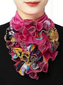 1pc Women's Floral Versatile Multifunctional Headband/Neck Scarf, Everyday Wear - Hot Pink - View 3