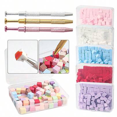 MyAoKuE-Up 100 支美甲海绵刷，附赠 1 个夹钳、1 支迷你方形指甲油刷、1 支亮片刷和专用美甲配件