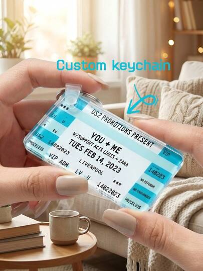 1 szt. Spersonalizowany brelok z biletem na koncert, Spersonalizowany bilet na koncert, Spersonalizowany brelok, Brelok z biletem na koncert, Brelok muzyczny, Spersonalizowany brelok, Bilet kolejowy, Brelok, Prezent, Brelok, Walentynki, Rocznica, Cytat miłosny o podróży