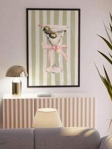 1 Stück, Leinwandkunst, gerahmte Wanddekoration, Martini-thematische druckbare Kunst, verspielte Raumdekoration, rosa & grün gestreifte Wandkunst, Vintage-Cocktail-Muster Bar-Wagen-Dekoration, rosa Schleife Kunst, Frühlingsdekoration, Frühlings-Heimdekoration, College-Stil Poster, Apartment-Dekoration, Tier-Poster, Raumdekoration Ästhetik, Dorm-Dekoration, Schlafzimmer-Dekoration, Wohnzimmer-Dekoration, Badezimmer-Dekoration, Küchen-Dekoration, Esszimmer-Dekoration - Cocktail - Übersicht 6