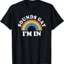 Camisetas del Orgullo Gay para Hombres y Mujeres LGBT con Sonidos Arcoíris y la frase "Soy Gay" - Negro 2 - Ver 1