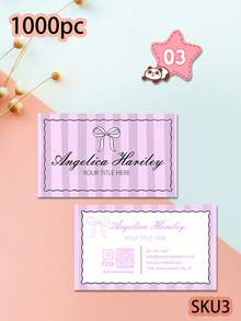 200/500/1000pcs Customize Whimsical Wavy Business Card Template, Personalized QR Code, Aesthetic Business Business Card, Elegant Luxury Editable Calling Card, Bow Striped Business Card, Small Business Owner Business Card, Influencer Business Card, Bridal Planner Business Card, Personalized Gifts - Multicolor - View 10