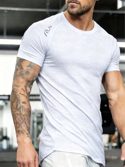 T-shirt de sport décontracté pour homme, à manches courtes, adapté pour les déplacements quotidiens