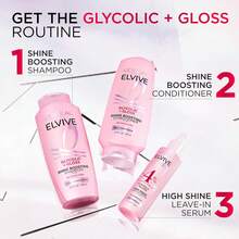 L'Oréal Paris L'Oreal Paris Elvive Glycolic + Gloss High Shine Leave-In Hair Serum, Smooths Dull, Porous Hair Into High-Shine, Glossy Hair, 4.4 Fl Oz - 高光澤 - 查看 8