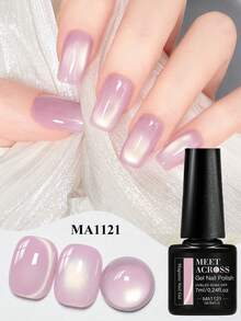 MEET ACROSS 1pc Golden Silk Milky Cat Eye Gel Nail Polish , 7ml Nude Pink Gold Light Jelly Glass Beads Effect Cat Magnetic Gel Polish , Semi Permanent Soak Off UV Gel Varnish For Summer Nails, Manicure Nail Art DIY For Home And Salon Nail Supplies - Hồng - Xem 2