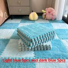 10pcs, 30cm, 60cm Plush Patchwork Rug Tiles, Bedroom Square Decorative Floor Mat, Bedside Cute Carpet, Thick Foam Floor Pad, Odorless Soft Interlocking Floor Protector Mat, Multi-Color Patchwork Rug, Comfortable Room Floor Mat, Suitable For Bedroom, Study, Living Room, Balcony - Plush Floor Mat - View 75