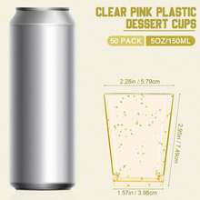 50个5盎司金色闪光迷你甜点杯，带勺子，塑料芭菲杯，方形甜点杯，适合派对、布丁、奶酪和芝士蛋糕慕斯 - 金色 - 查看 4