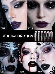 USHAS Dark-Toned Lipsticks, Suitable For Halloween Goth Makeup, Matte Velvet Texture, Smooth Application, Shades: Black, Dark Purple, Brown, Ideal For Parties, Holidays, Cosplay - #06 - 查看 4