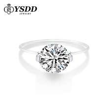 1-2 克拉莫桑石女士订婚戒指，D 色 VVS1 莫桑石圆形切割单石戒指，925 纯银 18K 镀白金隐形镶嵌戒指，带证书 - 無色 - 查看 2