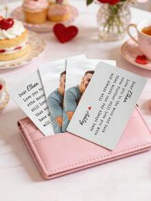1pc Customize Photo Metal Wallet Card,Film Strip Insert Card With Picture & Message ,Personalized Love Quote & Photo Wallet Card,Anniversary Gift - Multicolor - View 10