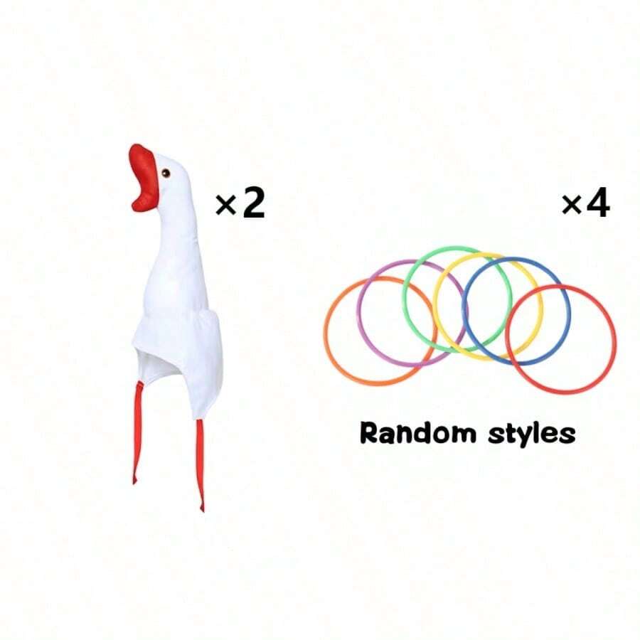 3/6pcs Ring Toss Game Set, Throw Rings To Knock Down Goose Hats, Great For Family Fun, Parties, Group Activities, Festivals And Celebrations - Multicolor - View 1