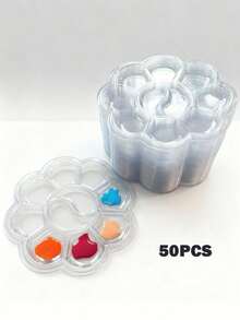 50pcs Plastic Paint Mixing Palette Set, Transparent/White Portable Thin Palette, Suitable For Watercolor, Gouache Art Painting - Multicolor - View 16