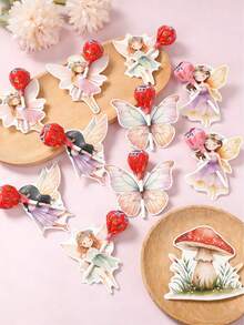 48pcs Flower Fairy Theme Lollipop Paper Jam, Flower Fairy Pattern Lollipop Paper Packaging Card Bag, Birthday Gifts Packaging Cards, Happy Birthday Gifts Bag, Packaging Gifts, Birthday Party Gifts, Baby Shower, Wedding,Gift Label Sticker Cards, Birthday Decor - Flower Fairy - View 4