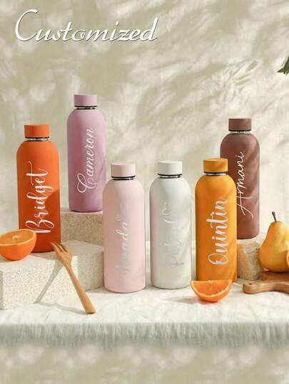 [Customized] 1pc Personalized Water Bottle, Can Customize Birthday Month, Name, Personalized Insulated Water Bottle, Customized Double-Wall Stainless Steel Coffee Cup/Soda Bottle, Sports Insulated Water Bottle, Hot Drink Bottle, Best Gift For Family And Friends, Birthday Gift, Holiday Gift, Suitable For All Seasons