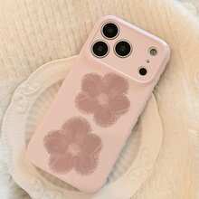 Funda de teléfono suave de primavera con flores rosa guayaba y moradas, compatible con iPhone 16/17/15 Pro Max/14, diseño lindo, geométrico, estilo coreano, artístico, minimalista, estilo Ins - Rosa Pálido - Ver 6
