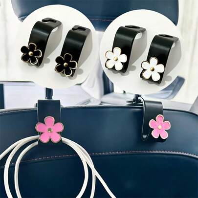 Bộ 2 móc treo tựa đầu ghế ô tô hình hoa 5 cánh ba màu trang nhã, dễ lắp đặt, đa chức năng dùng để treo túi xách, ví, mũ, phù hợp với nội thất xe SUV, sedan, xe tải, phụ kiện ô tô.