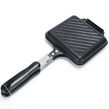 Double Sided Non-Stick Frying Pan - Sandwich Panini Maker Multifunctional Breakfast Pan - Black - View 2