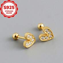 925纯银心形高品质耳环，银饰，适合日常佩戴，是完美的生日礼物之选。 - RS0025-Y - 查看 1