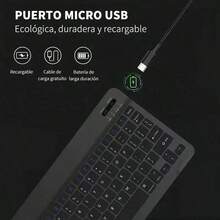 Teclado Inalámbrico Bluetooth Ultra Delgado 10'' - Silencioso, Portátil, Teclas Cuadradas | Compatible con 3 SO, Smartphone, Tablet y Portátil | Ideal para Mujeres - Blanco - Ver 7