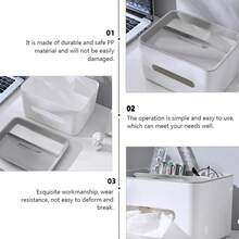 1pc Multifunctional Desktop Storage Box, Tissue Box, Drawer-Style Tissue Box, Remote Control & Miscellaneous Organizer Rack - A - View 5
