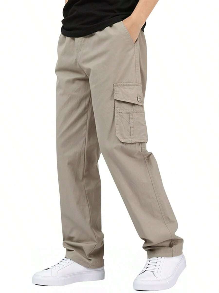¡RecomendadoPantalones Cargo Hombre 100% Algodón - Corte Recto, Ajuste Holgado, Cintura Elástica y Cómodo| Ideales para el Día a Día, Senderismo y Actividades Exteriores| Versátil y Casual¡Top de Temporada - A - Ver 1