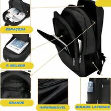 Mochila Masculina Semi Impermeavel Notebook Elegantes Excecultivo Social - Multicolorido - Visão 4