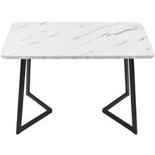 Dining Table With 4 Chairs Set, Rectangular Dining Table, Modern Kitchen Table Set, Black Velvet Dining Chair, Black Table Legs - Black + MDF - View 3