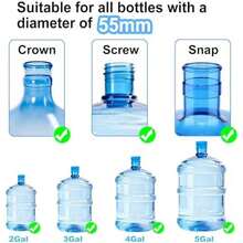 3 Pack 3 And 5 Gallon Water Jug Cap, Upgrade Silicone Reusable Replacement Caps, Non Spill Lids For 55mm Standard/Screw/Crown Tops Water Bottle - / - 查看 2