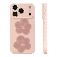 Funda de teléfono suave de primavera con flores rosa guayaba y moradas, compatible con iPhone 16/17/15 Pro Max/14, diseño lindo, geométrico, estilo coreano, artístico, minimalista, estilo Ins - Rosa Pálido - Ver 4