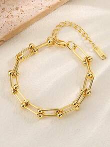 不锈钢U型吊坠项链，男女皆宜，不锈钢材质，18K镀金链，时尚百搭，是理想的日常佩戴礼物。 - 彩色 - 查看 6