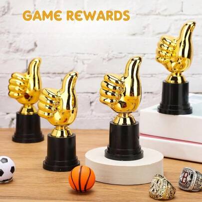 3pcs Gold Thumb Up Trophy, Elegant Gold Thumb Figurine Decor, Suitable For Swimming Competition, Music Contest, Festival Celebration Award, Versatile Champion Trophy, Sports & Outdoor Award, Office Employee Recognition Gift, Lightweight , Creative Motivational Gift