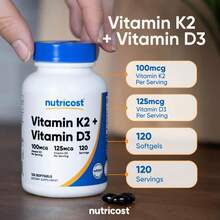 Nutricost Vitamin K2 (MK7) 100mcg + Vitamin D3 125mcg, 120 Softgels - Daily Wellness Combo, Non-GMO - Khác - Xem 6