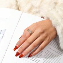 1pc Minimalist Niche Design Zirconia Ring, Fashionable Personalized Open Statement Ring For Women - Gold - View 4