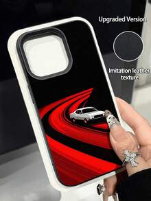 1pc Unique Red Curve Gray White Car Pattern Waterproof Shockproof Anti-Slip Soft Phone Case, Suitable As Birthday/Holiday Gift For Friends, Family, Couples, Compatible With Apple, Phones - Multicolor - View 1