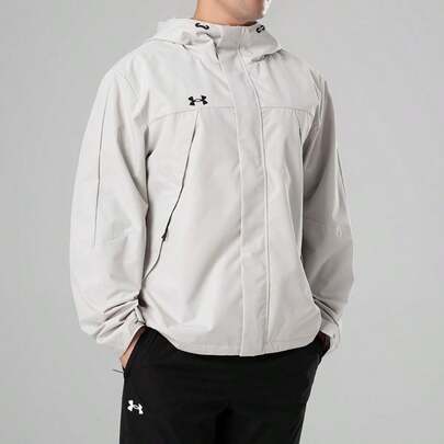 Under Armour Áo khoác nam dệt kim có mũ trùm đầu, túi khóa kéo ẩn, áo khoác thể thao ngoài trời thường ngày, giao hàng ngẫu nhiên hàng cũ/mới.