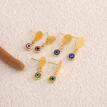 3 paires de boucles d'oreilles de style bohème à la mode, plaquées or 18 carats, en rouge, vert et bleu, pour femmes - Doré - Voir 6